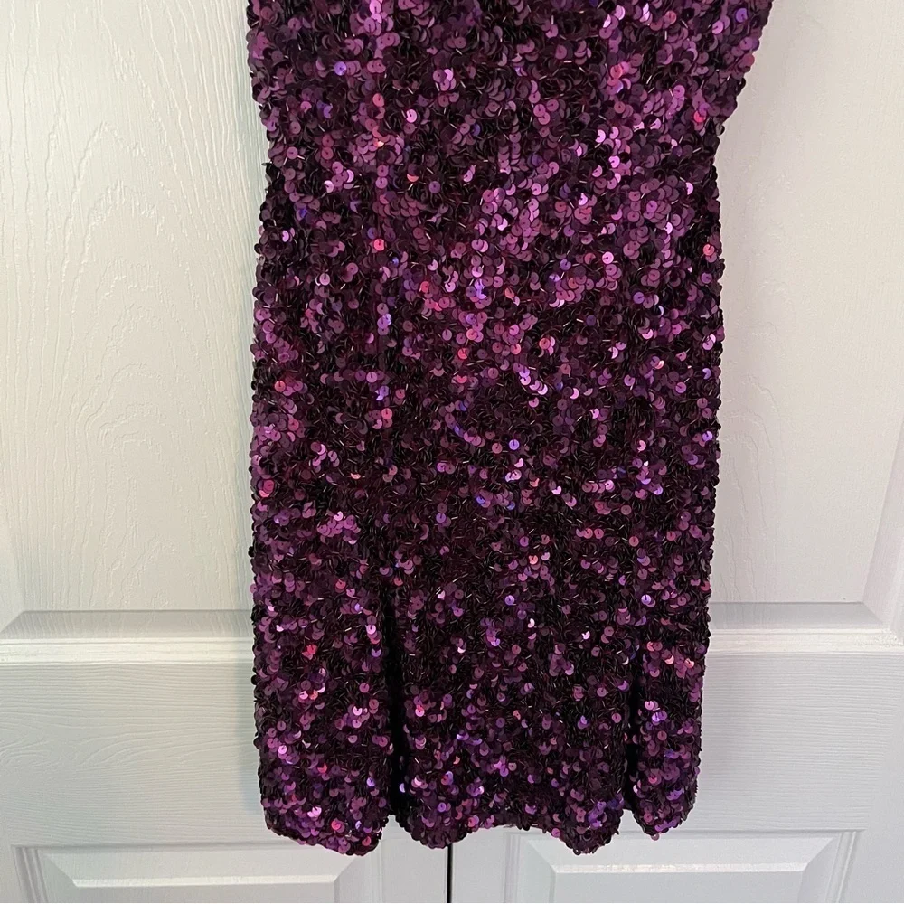 NWT Sherri Hill Purple Sequin Halter Dress Size 2 - Picture 5 of 13